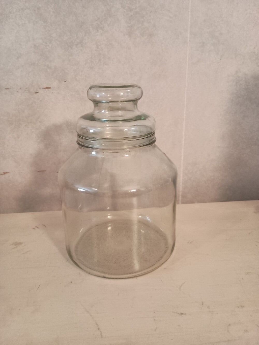 Vintage Clear Glass Storage Jar with Lid